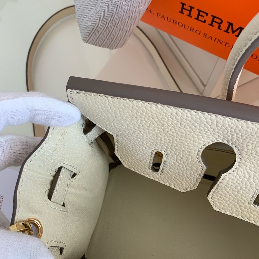 Cream Pebbled Leather Inspired 25 Birkin - Picture 12 of 12